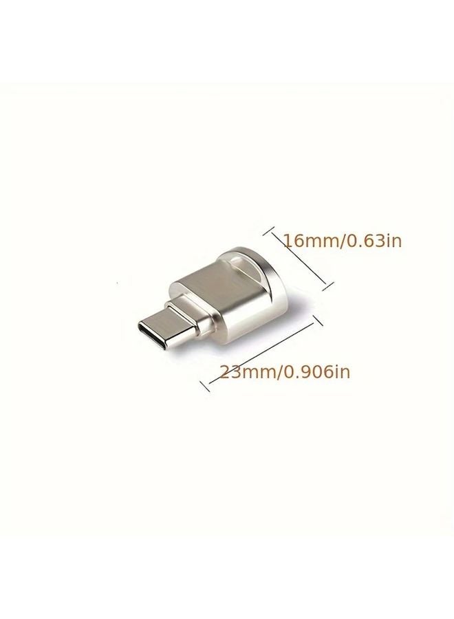 Silvery Dual USB C Card Reader for SD TF Cards 256GB Portable Data Transfer High Gloss Metal Finish - Image 4